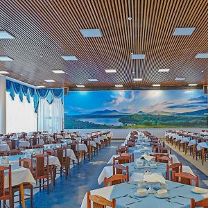 Общий обеденный зал в санатории Калинина в городе Ессентуки - фотография